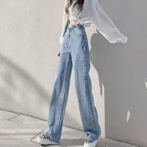 [하프클럽/]봄가을 여성 캐주얼 연청 데님 청바지 가벼운 신축성