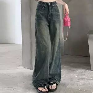 [하프클럽/]빈티지 여성 연청 바지 세련된 데일리 데님 팬츠