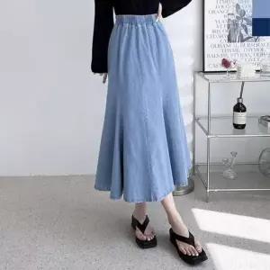 [하프클럽/]한여름 머메이드 청치마 스커트밴딩 A라인 여름롱치마