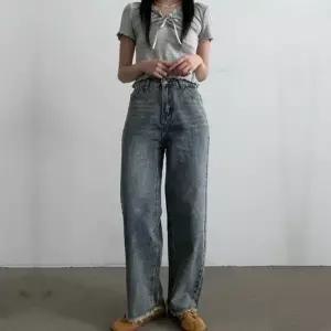 [하프클럽/]찢어진 청바지 여성 그레이진 롱팬츠 슬림 A