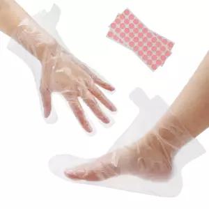세그뷰티 200pcs 파라핀 왁스 목욕 라이너 보습용 플라스틱 양말 손용 장갑 발 커버 페디큐어 백 온열