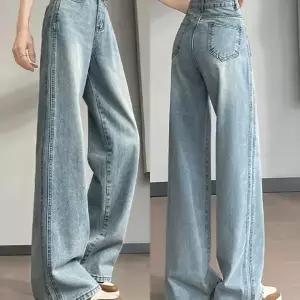 [하프클럽/]루즈핏 연청 와이드 청바지 하이웨이스트 데님 팬츠