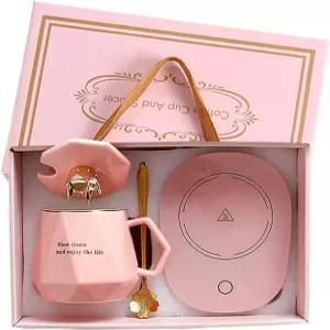 책상용 CGHWBEA 커피 워머 머그잔 세트 포함 티 차 우유핑크용 코코아 음료 컵 루만03 전기