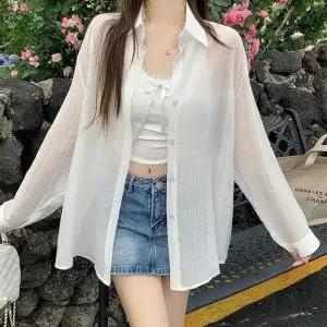 [라일리여성의류] Rly 여름 시스루 루즈핏 셔츠 가디건 레이어드 남방