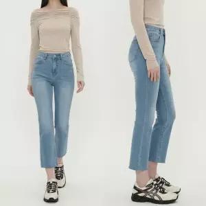 [라일리여성의류] Rly 하이웨스트 슬림 부츠컷 연청 데님팬츠 크롭핏