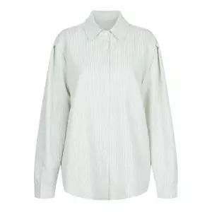 여성 카라넥 체크 루즈핏 봄컬러 긴팔 남방 셔츠 EGG-WBL-21201-그린