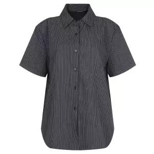 여성 카라넥 스트라이프 데일리 반팔 남방 셔츠 EGG-WBL-21203-블랙