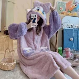 [하프클럽/]극세사 긴 가디건 리본 여성 겨울 롱 가디건