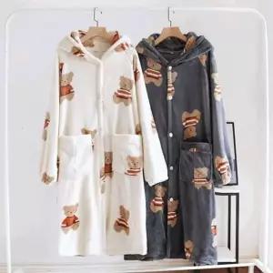 [하프클럽/]커플 파자마가디건 극세사 테디베어 잠옷가디건