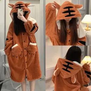 [하프클럽/]겨울 따뜻한 롱가디건 여성 극세사 가죽 롱 자켓