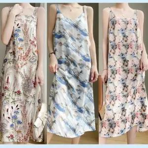 [라일리여성의류] Rly 여성 플로럴 쉬폰 나시 롱 원피스 휴양지 여름