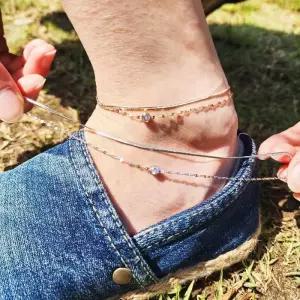 [라일리쥬얼리] Rly 써지컬스틸 뱀줄 두줄체인 발찌2컬러