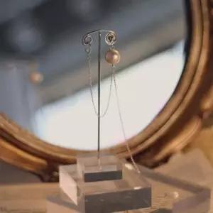 [옷자락]여자 롱 드롭 연결 진주 이어커프 귀찌 귀걸이