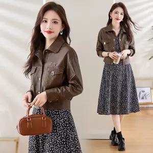 솔저스코트 스타일 개성있는 여성코트 봄가을 숏레더 카고 OPH1