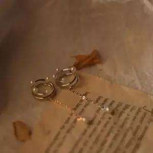 [옷자락]여자 진주 원형 드롭 이어커프 귀찌 데일리 포인트 귀걸이