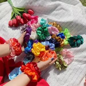 [옷자락]여자 실크 곱창밴드 헤어 머리끈 대용량 세트