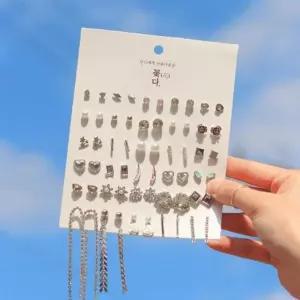 [옷자락]여자 큐빅 진주 드롭 스터드 귀걸이 세트