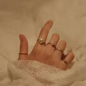 [옷자락]여자 데일리 레이어드 진주 하트 반지