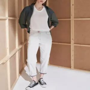 올리비아로렌 / 뒤포켓자수 배기핏데님 VVCMP5M3271 / 애플아울렛 ( 블루 그레이 )