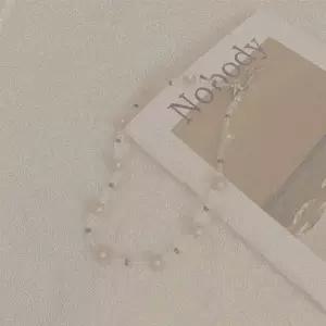 [옷자락]여자 반투명 비즈 꽃 플라워 데일리 초커 목걸이