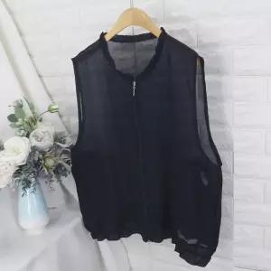 dma_쉬폰 셔링조끼VOT지퍼조끼 .엄마옷 쉬폰조끼 시스루조끼 망사조끼 빅사이즈