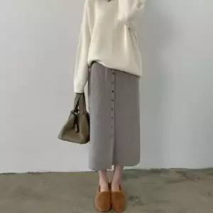 [하프클럽/]포인트 니트 롱치마 가을 여성용 스커트