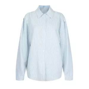 [하프클럽/샵앤]여성 카라넥 체크 루즈핏 봄컬러 긴팔 남방 셔츠 EGG-WBL-21201-