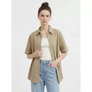 [하프클럽/샵앤]여성 카라넥 스트라이프 데일리 반팔 남방 셔츠 EGG-WBL-21203-