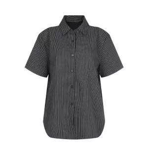 [하프클럽/샵앤]여성 카라넥 스트라이프 데일리 반팔 남방 셔츠 EGG-WBL-21203-