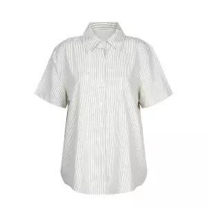 [하프클럽/샵앤]여성 카라넥 스트라이프 데일리 반팔 남방 셔츠 EGG-WBL-21203-