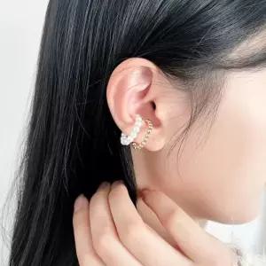 [옷자락]여자 고급스러운 노피어싱 꼬임 진주 이어커프