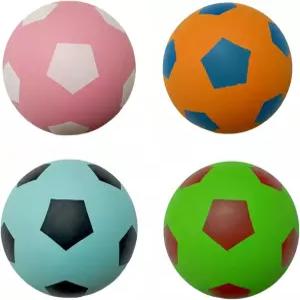 반려견용 비스뉴브럭스 4팩 삐걱거리는 공 24인치 핑크 블루 고무 축구 개 컬러풀 패턴 장난감