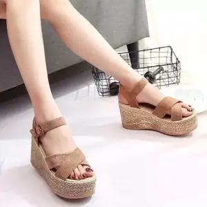 통굽 여성 웨지샌들 스트랩 웨지힐 에스파듀 슬링백 여성샌들 여자샌들 여성슬리퍼