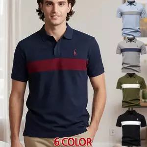 남성 여름 EST1980 오리지널 지라이프 자수 라펠 반팔 폴로 스플라이스 V넥 PK 카라셔츠 캐주얼 카라 배색 단가라 티셔츠 6칼라 /4