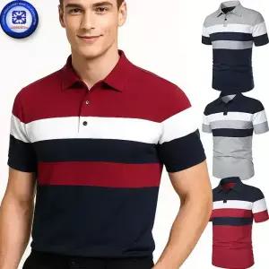 남성 여름 SIGNATURE 시그니쳐 카라 반팔티셔츠 배색3단 단가라 PK 스트라이프 캐주얼 폴로 카라 티셔츠 8칼라/4