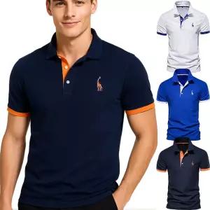 남성 여름 GRIAFFE 기린 자수 마크로앤 반팔 카라 티셔츠 3아플리케 솔리드 배색 폴로 캐주얼 티셔츠 6칼라/4