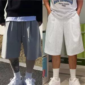 남녀공용 여름 NEW 듀브론트 버뮤다 와이드 헤비특양면 루즈 드로스트링 허리밴드 스트릿 버뮤다 면 반바지 /2