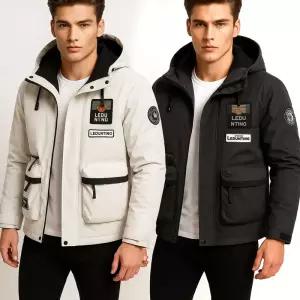 봄가을 남성 LEDUN 레티노 가슴사각 로고패치 건빵지퍼 더블포켓 발수 방풍 후드 탈부착 캐쥬얼 점퍼 발수 방풍 보온 바람막이 점퍼 재킷/2