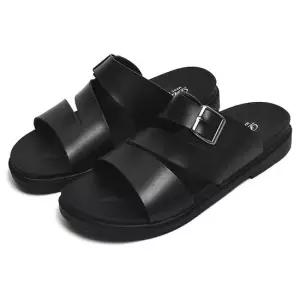 남성 가죽 스트랩 버클 슬리퍼 푹신한 라텍스깔창 샌들 남성쪼리 남자슬리퍼 남성샌들