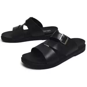 푹신한 라텍스깔창 남성 가죽 버클 스트랩슬리퍼 샌들 남성쪼리 남자슬리퍼 남성샌들