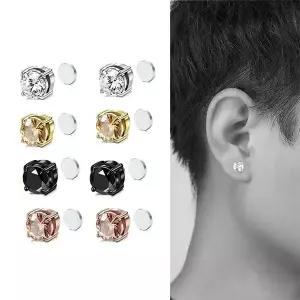 [골드스마일]1쌍 자석 컬러 큐빅 귀걸이 귀안뚫는 페이크 피어싱 귀찌 크리스탈
