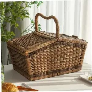 라탄 피크닉 바구니 손잡이 소풍 도시락 가방 바스켓 나들이 캠핑 야외 인테리어