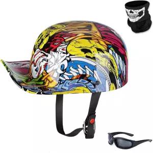 월제이 빈티지 오픈 페이스 모터사이클 헬멧 레트로 야구 모자 하프 남성용 크루저 스트리트 스쿠터 모프