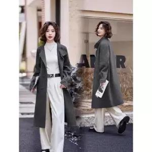 여자 하프 울 모직 코트 봄가을 리버시블 KS3