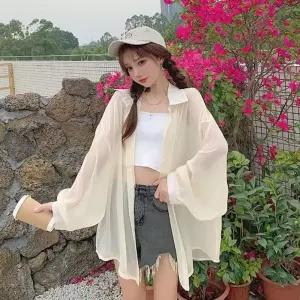 여성블라우스셔츠 4 쉬폰 여자와이셔츠 여름 얇은 와이셔츠 0대 3 시스루 오버핏 여성 블라우스 상의