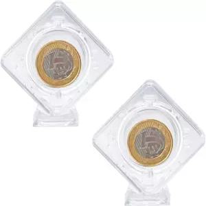 수집가용 2Pcs 코인 디스플레이 케이스 스탠드 홀더 3D 회전식 플로팅 캡슐 프레임 리온 투명 아크릴 보호