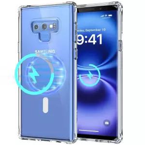 Guizzcg 삼성 갤럭시 노트 9용 투명 마그네틱 폰 케이스, [Mag-Safe와 호환][황변 방지] 지문 방지 충격 보