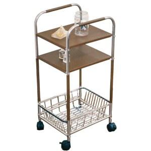바구니 스텐 선반형 야채 테이블 가정용 2단 빨래통 실 바퀴 2판