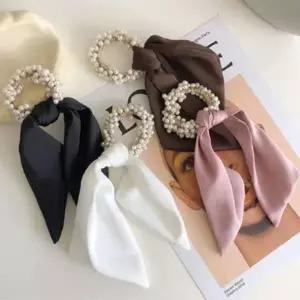 타이 헤어밴드 밴드 액세서리 진주 고무 보우 리본 고
