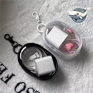 다용도 투명 미니 파우치 무선 이어폰 케이블 PVC파우치 투명파우치 고리형파우치